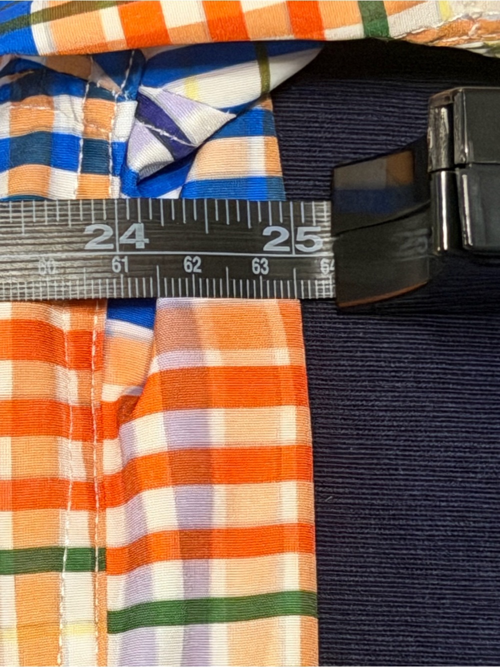 Men's Alex Vando Short-Sleeve Stretch Plaid Button-Down Shirt Orange & Blue XXL - Picture 5 of 5